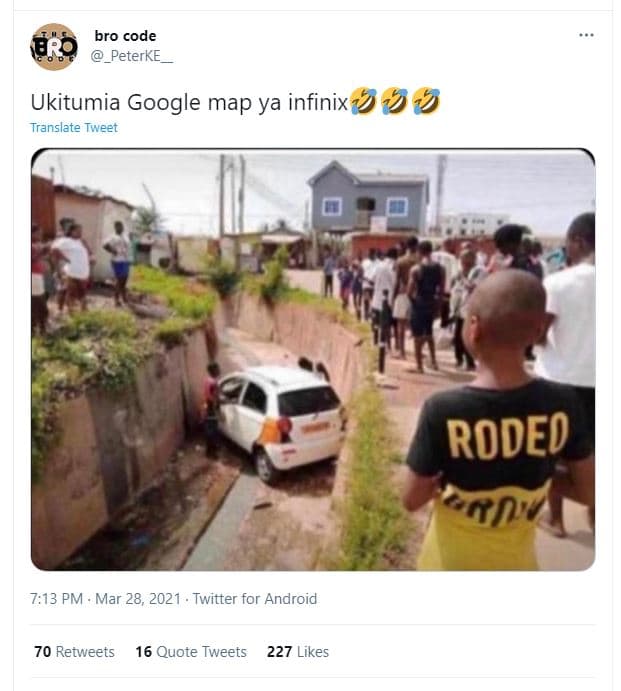 Bro code peterke br ukitumia google map ya infinix 4 9 translate tweet roded n 7