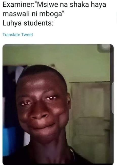 Examinermsiwe na shaka haya maswali ni mboga' luhya students translate tweet