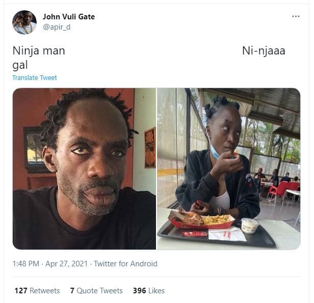 John vuli gate apir_d ninja man gal translate tweet ninjaaa 1,48 pm . apr 27, tw