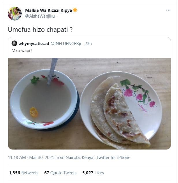 Malkia wa kizazi kipya aishawanjiku _ umefua hizo chapati ? whymycatissad influe
