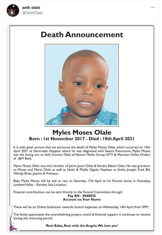 Seth olale setholale death announcement myles moses olale born ist november 207