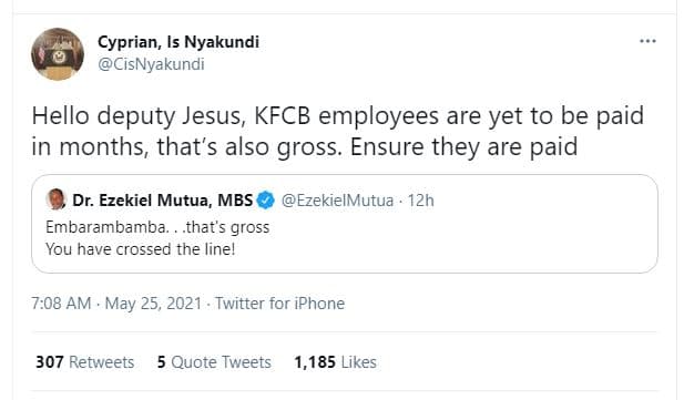 Cyprian, is nyakundi cisnyakundi hello deputy jesus, kfcb employees are yet to b