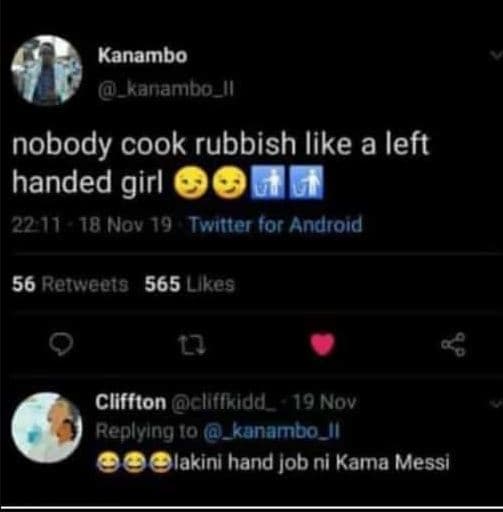 Kanambo _xanambo_il nobody cook rubbish like a left handed girl 22 11 10 nov 19
