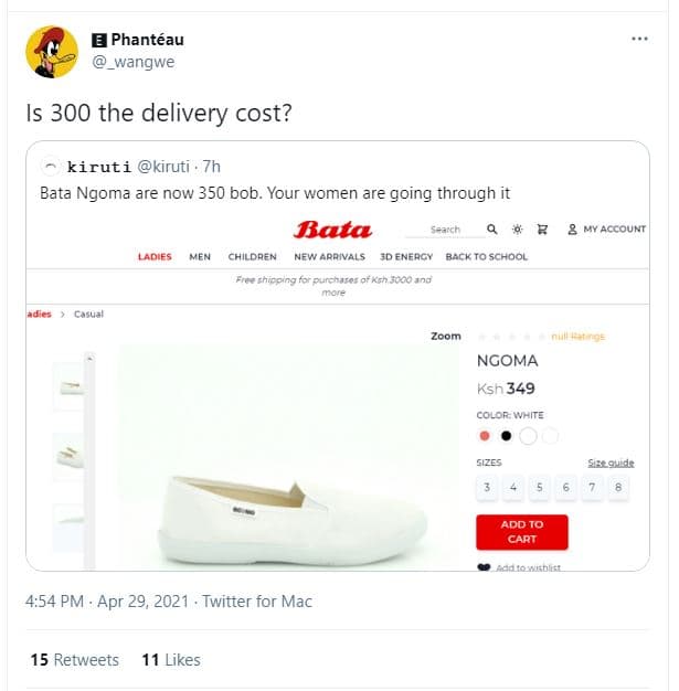 Phantéau _wangwe is 300 the delivery cost? kiruti kiruti bata ngoma are now 350