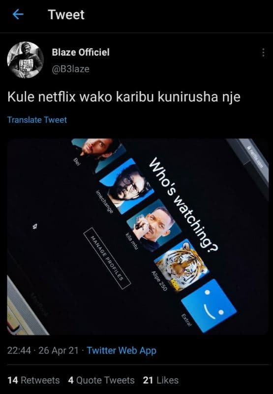 Tweet blaze officiel b3laze kule netflix wako karibu kunirusha nje translate twe