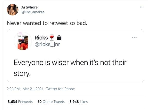 Artwhore the_amakaa never wanted to retweet so bad. ricks ricks_jnr everyone is