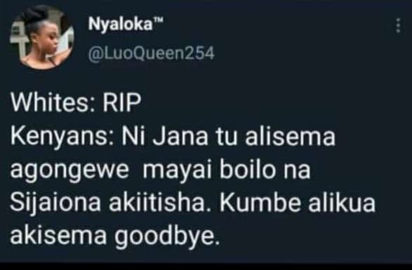 Nyaloka luoqueen254 whites rip kenyans ni jana tu alisema agongewe mayai boilo n