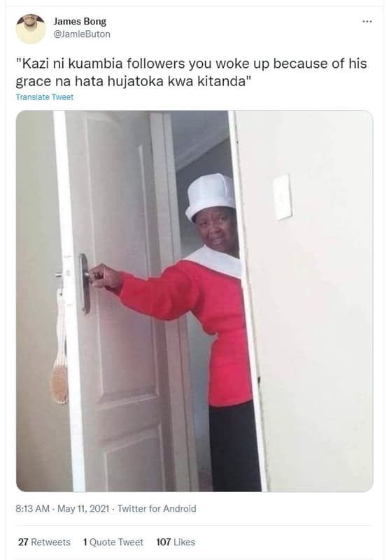 James bong jamiebuton kazi ni kuambia followers you woke up because of his grace