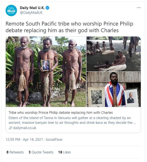 Daily daily mail u.k pail dailymailuk remote south pacific tribe who worship pri