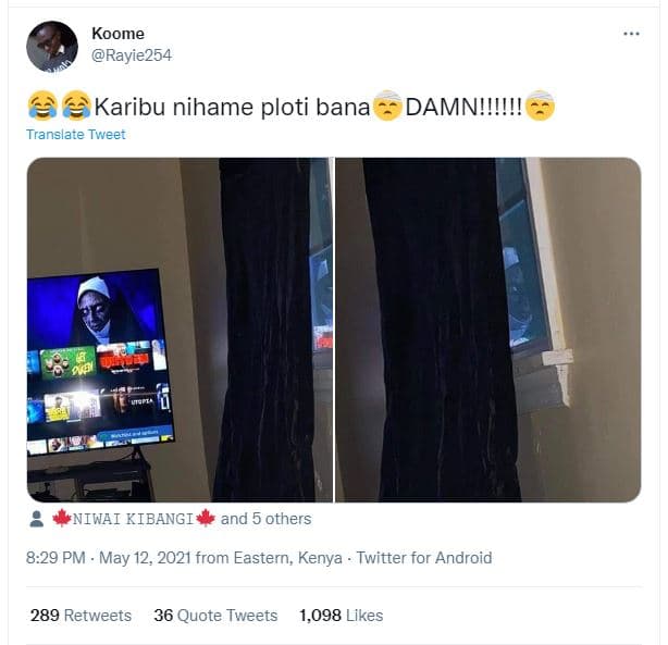 Koome rayie254 karibu nihame ploti bana damnii!! translate tweer niwai kibangi a