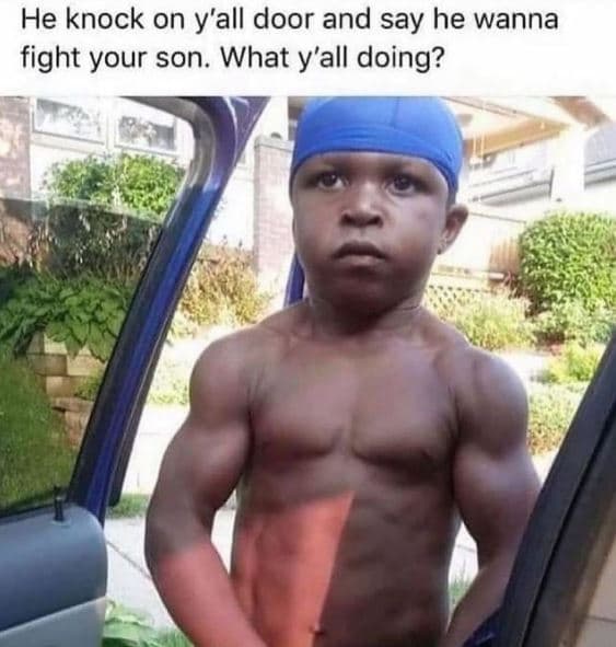 He knock on y'all door and say he wanna fight your son. what y'all doing?