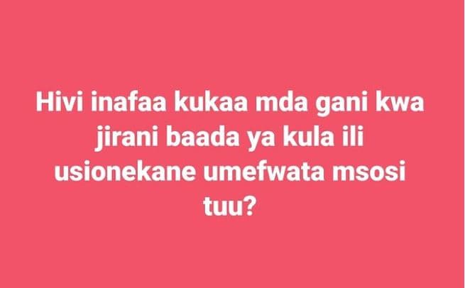 Hivi inafaa kukaa mda gani kwa jirani baada ya kula ili usionekane umefwata msos