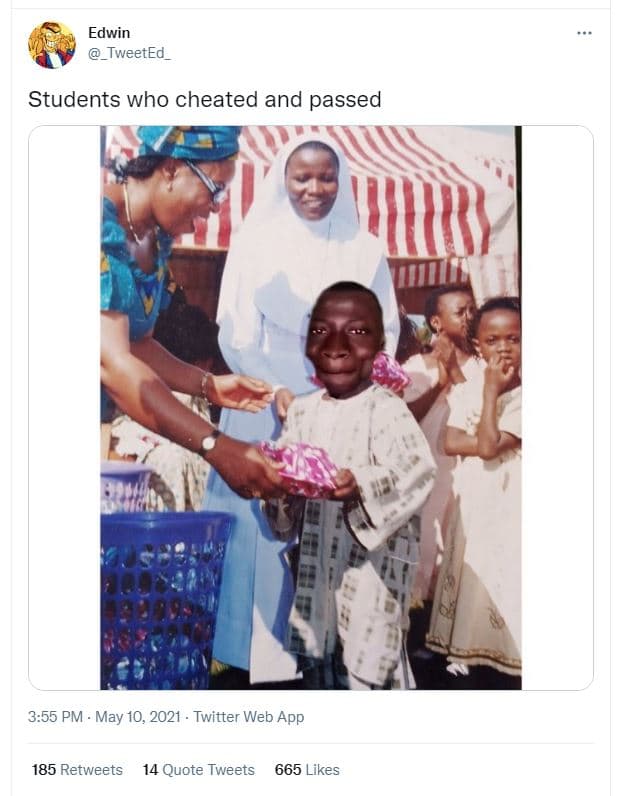 Edwin tweeted_ students who cheated and passed 3.55 pm . may 10, twitter web app