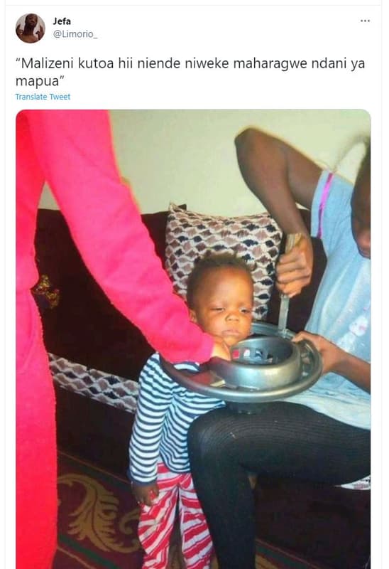 Jefa limorio malizeni kutoa hii niende niweke maharagwe ndani ya mapua translate