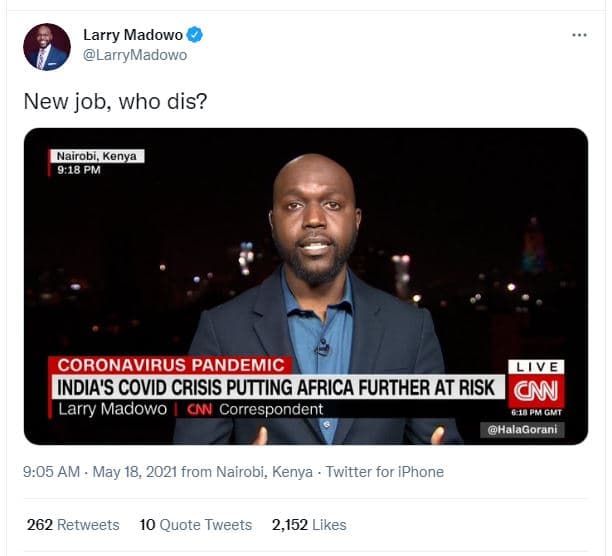 Larry madowo larrymadowo new job, who dis? nairobukenya 9,18 pm coronavirus pand