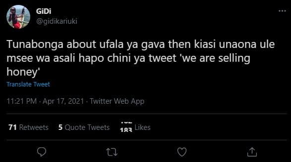 Gidi gidikariuki tunabonga about ufala ya gava then kiasi unaona ule msee wa asa