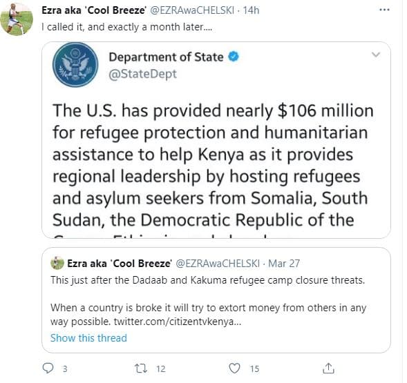 Ezra aka cool breeze' ezrawachelski 14h called it and exactly month later_ depar