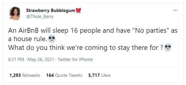 Strawberry bubblegum thule_berry an airbnb will sleep 16 people and have 'no par