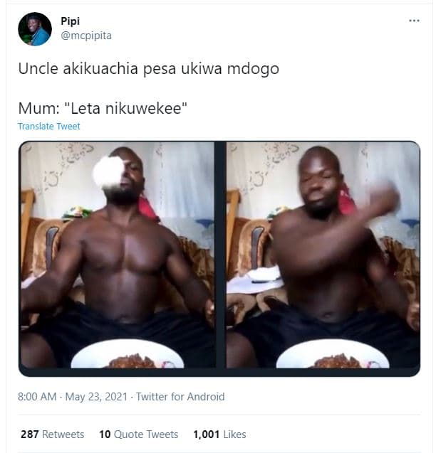 Pipi mcpipita uncle akikuachia pesa ukiwa mdogo mum leta nikuwekee translate twe