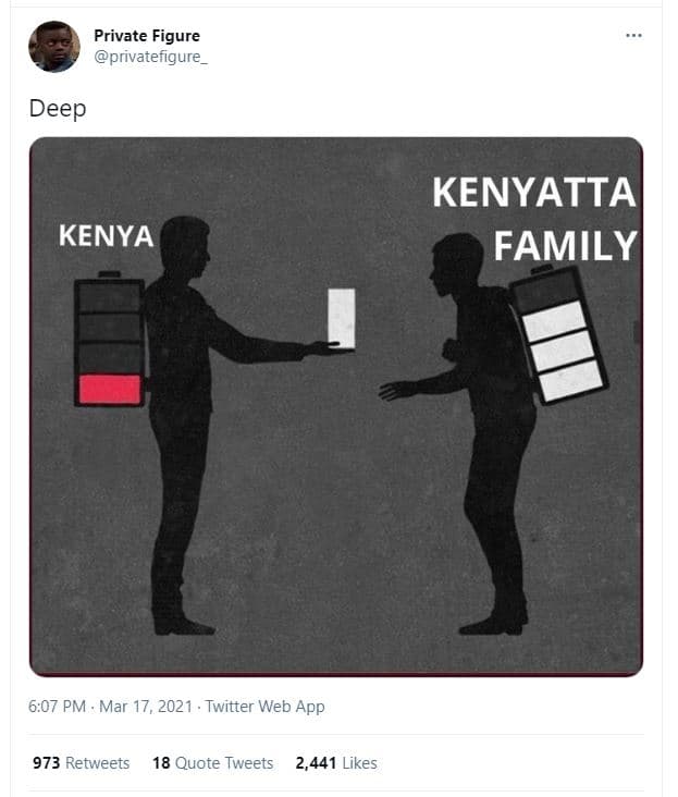 Private figure privatefigure deep kenyatta family kenya 6,07 pm . mar 17, twitte