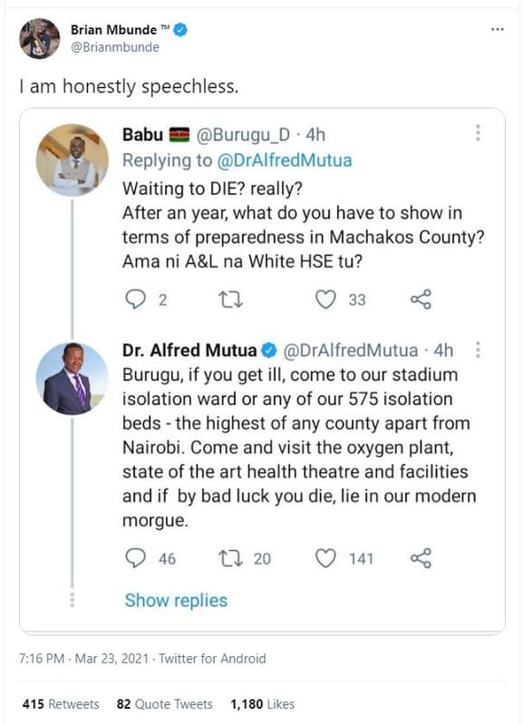 Brian mbunde brianmbunde am honestly speechless. babu burugu_d 4h replying to dr