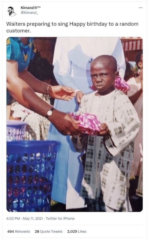 Kimanzitu kimanzi _ waiters preparing to sing happy birthday to a random custome
