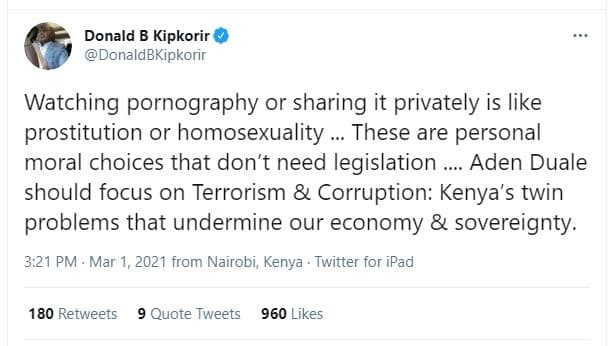Donald b kipkorir donaldbkipkorir watching pornography or sharing it privately i