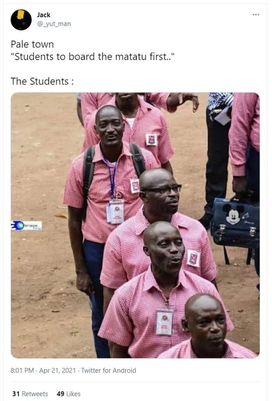 Jack yut_man pale town students to board the matatu first. the students 8.01 pm