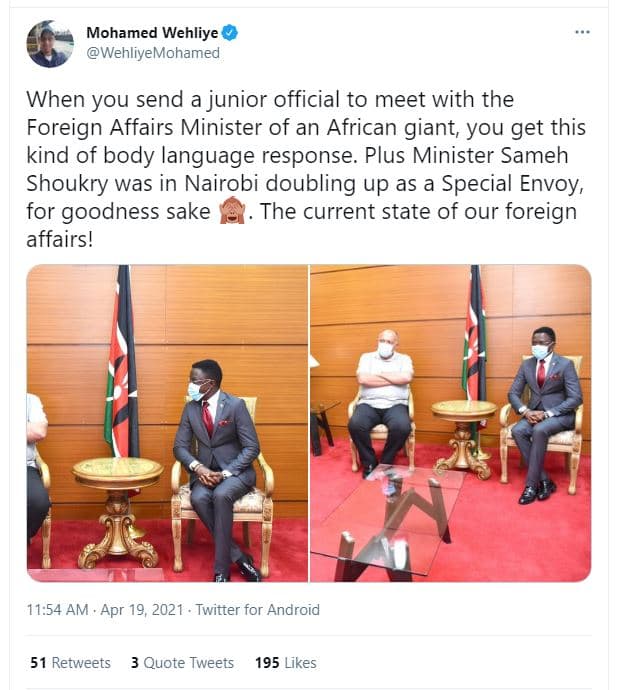 Mohamed wehliye wehliyemohamed when you send a junior official to meet with the