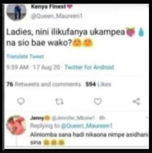 Aonro uoucra ucen ladies, nini ilikufanya ukampea na slo bae wako? 1arlaio 8 e s