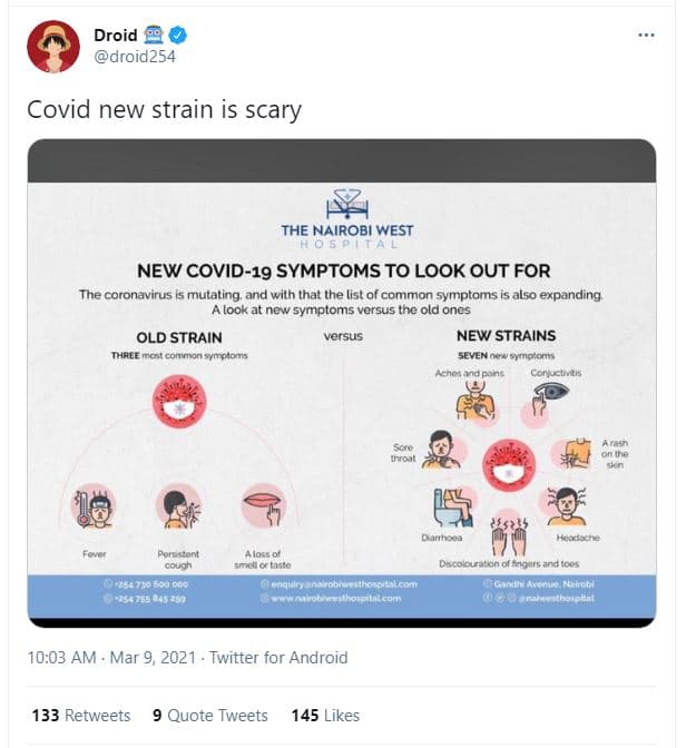 Droid droid 254 covid new strain is scary the nairobi west new covid19 symptoms