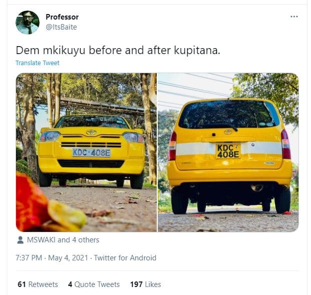 Professor itsbaite dem mkikuyu before and after kupitana translate tweet kdc 408
