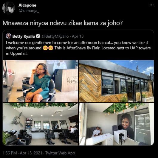 Alcapone kamanja mnaweza ninyoa ndevu zikae kama za joho? betty kyallo bettymkya