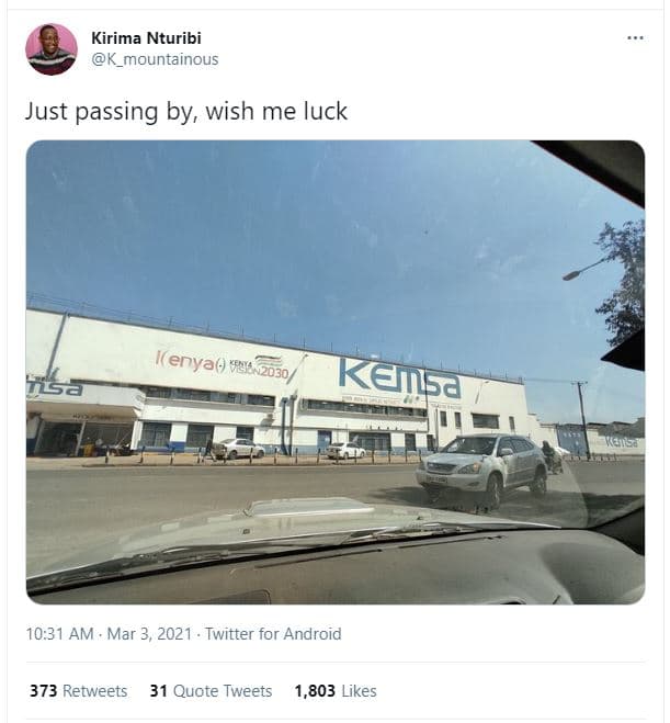 Kirima nturibi k_mountainous just passing by wish me luck tsa kene 10.31 am mar