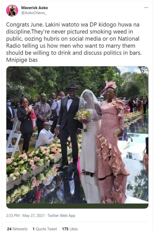 Maverick aoko aokootieno _ congrats june. lakini watoto wa dp kidogo huwa na dis