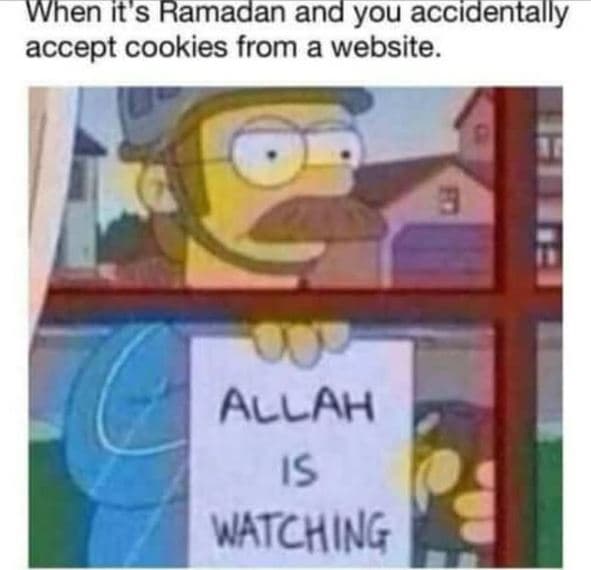 When it ramadan and you accidentally accept cookies from a website. allah is wat
