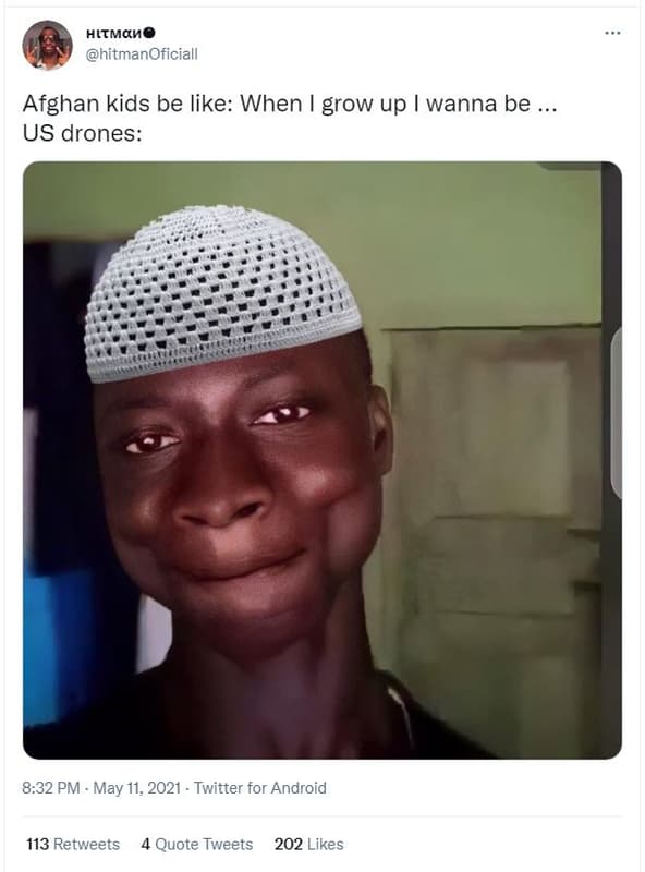 Hltmahe hitmanoficiall afghan kids be like when grow up wanna be us drones 8.32