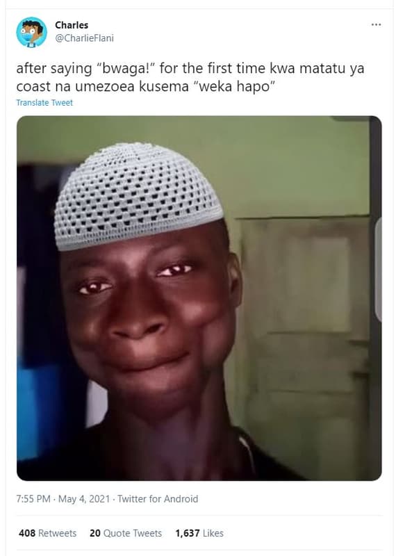 Charles charlieflani after saying bwagal for the first time kwa matatu ya coast