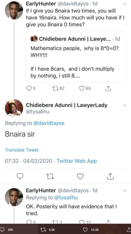 Earlyhunter davidtayos id if give you bnaira two times , you will have 16naira.