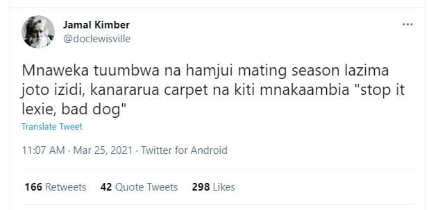 Jamal kimber doclewisville mnaweka tuumbwa na hamjui mating season lazima joto i