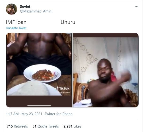 Soviet maxammad_amin imf loan translate tweet uhuru tktok 1,47 am . may 23, twit