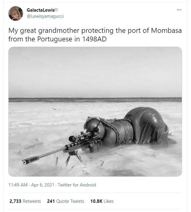 Galactalewisv lewisyamagucci my great grandmother protecting the port of mombasa