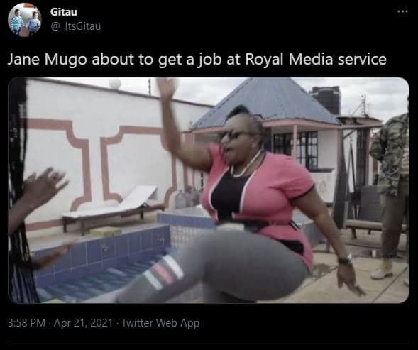 Gitau itsgitau jane mugo about to get a job at royal media service 3.58 pm . apr