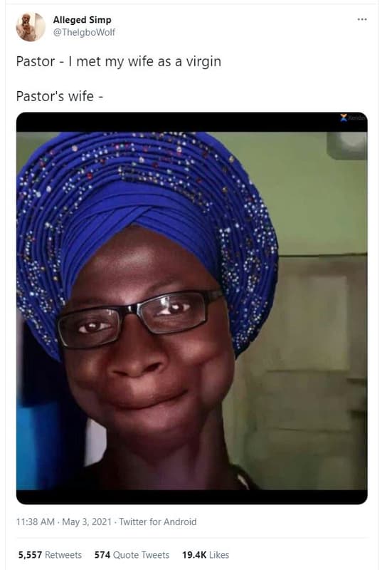 Alleged simp thelgbowolf pastor met my wife as a virgin pastor's wife 11.38 am .