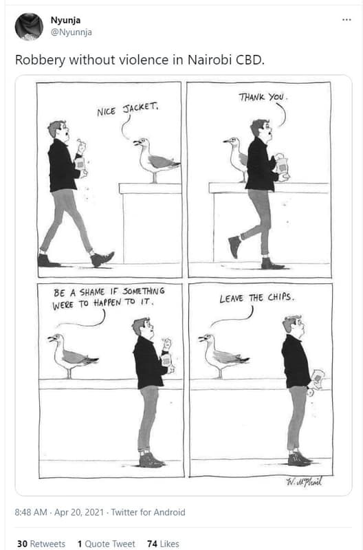 Nyunja nyunnja robbery without violence in nairobi cbd. thank you nice sacket be