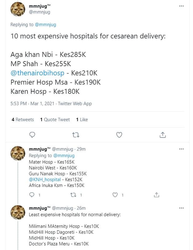 Mmnjug mmnjug replying to mmnjug 10 most expensive hospitals for cesarean delive