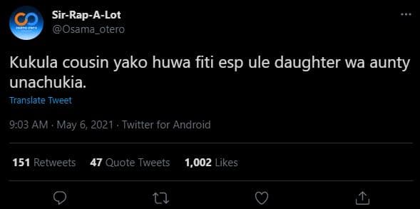 Sirrapalot osama otero kukula cousin yako huwa fiti esp ule daughter wa aunty un