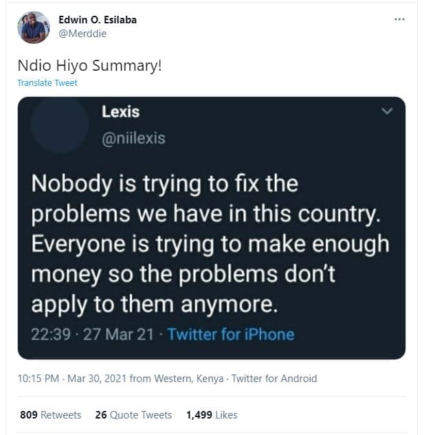 Edwin 0 esilaba merddie ndio hiyo summary! translate twveet lexis niilexis nobod