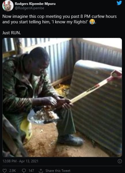 Rodgers kipembe mpuru rodgerskipembe now imagine this cop meeting you past 8 pm