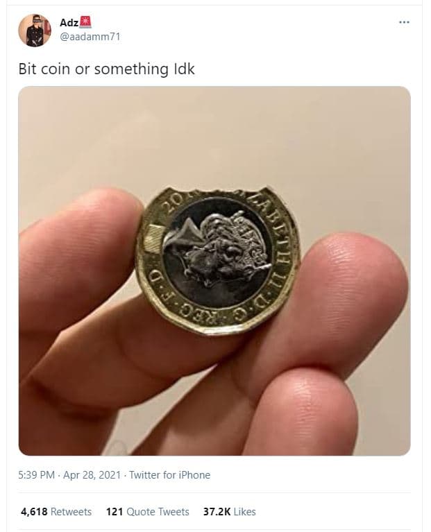 Adz aadamm71 bit coin or something idk 5.39 pm apr 28, twitter for iphone 4,618